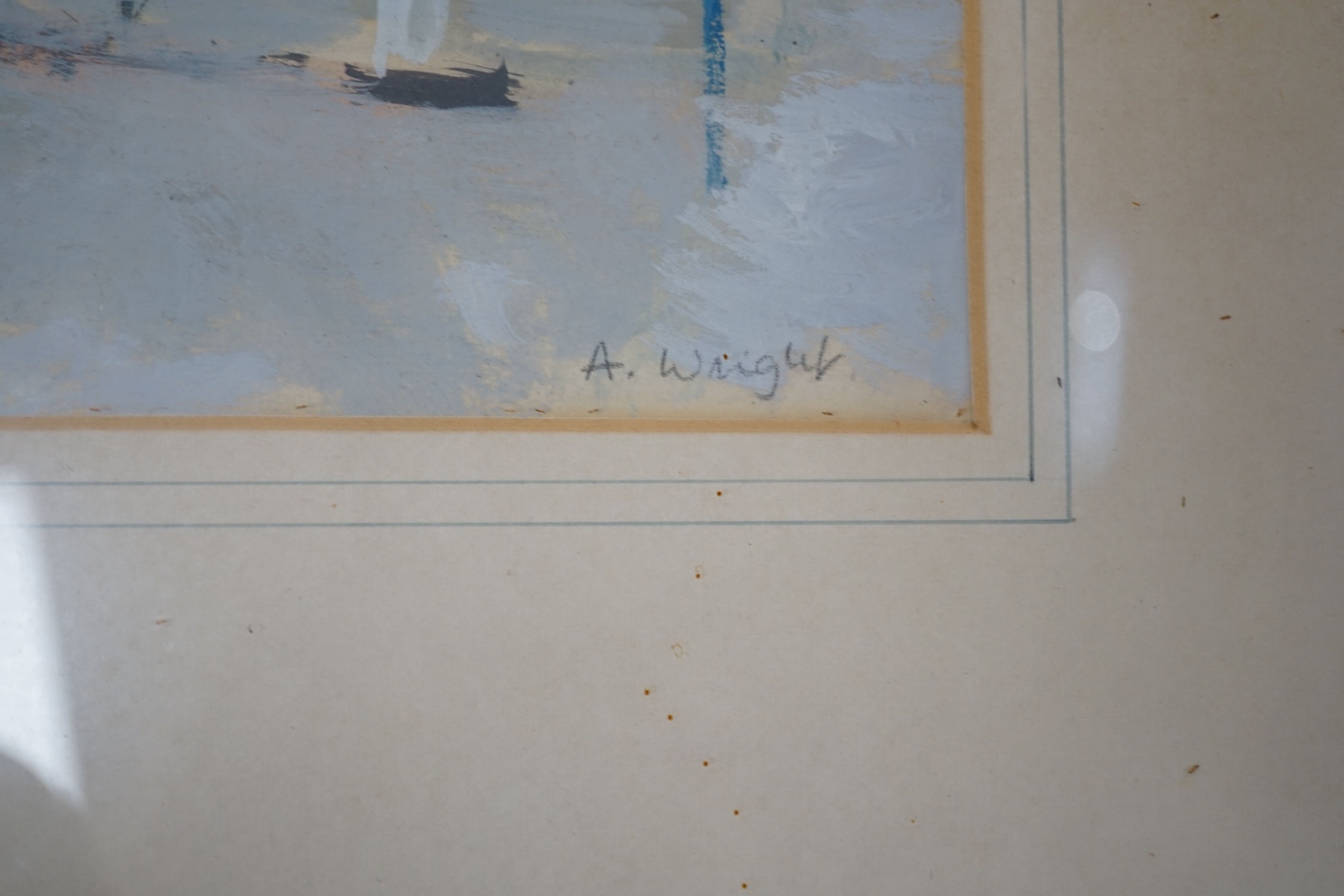 A.Wright, watercolour and gouache, Eaton Square, Belgravia, signed, 21 x 34cm.